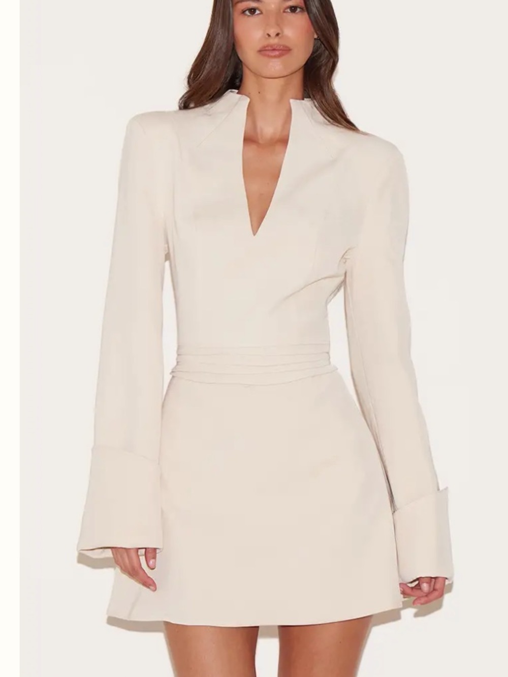 Pretty little thing cream long sleeve mini dress